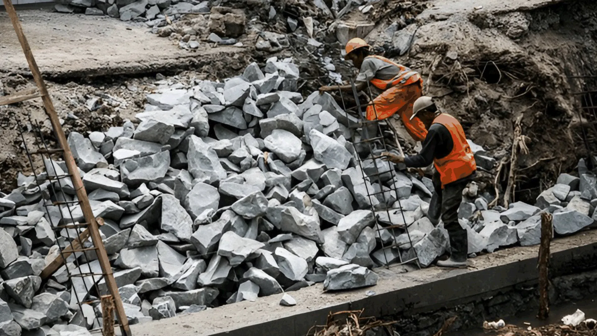Pekerja Konstruksi Sedang Membuat DPT